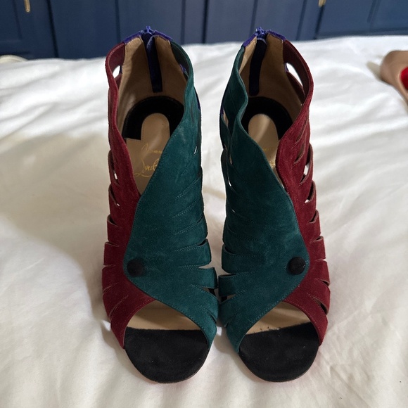 Christian Louboutin Shoes - Louboutin Open-Toed Caged Suede Bootie - 37